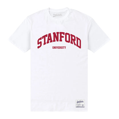 White - Front - Stanford University Unisex Adult Script T-Shirt