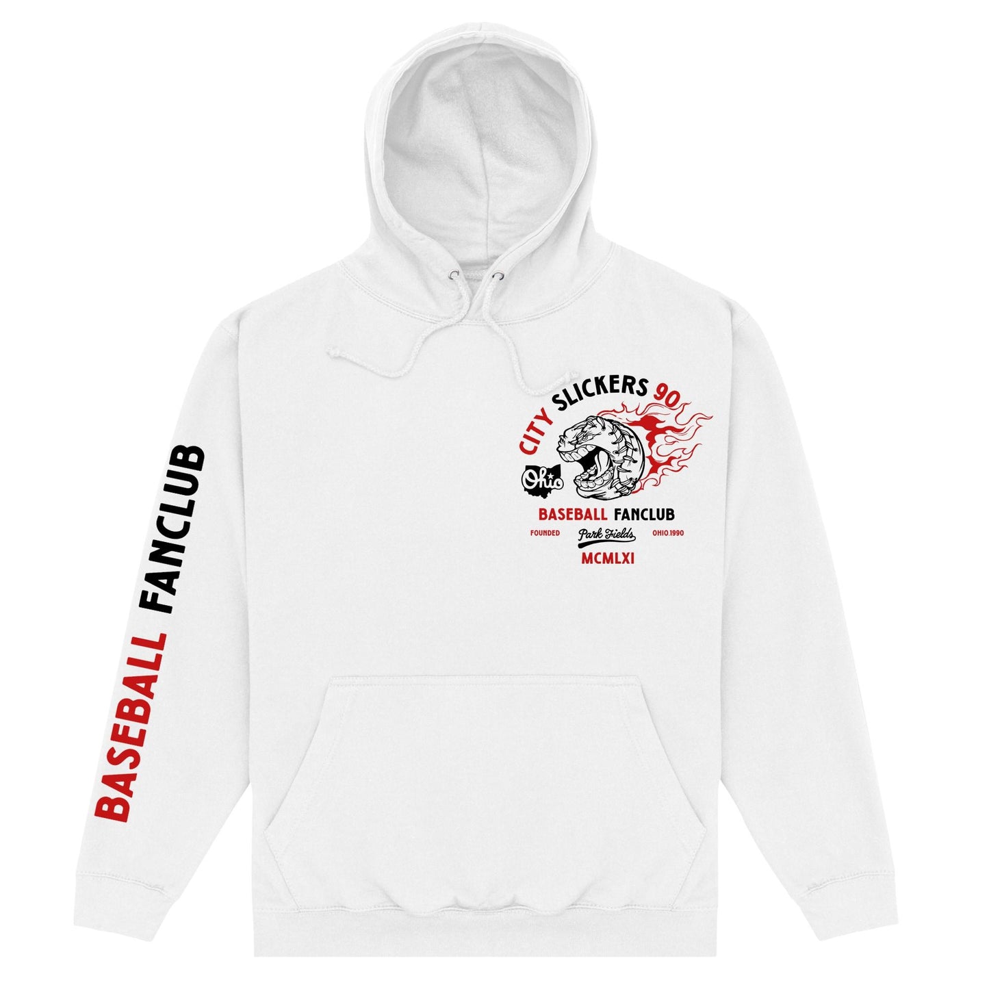White - Front - City Slickers Unisex Adult Ohio Baseball Fan Club Hoodie
