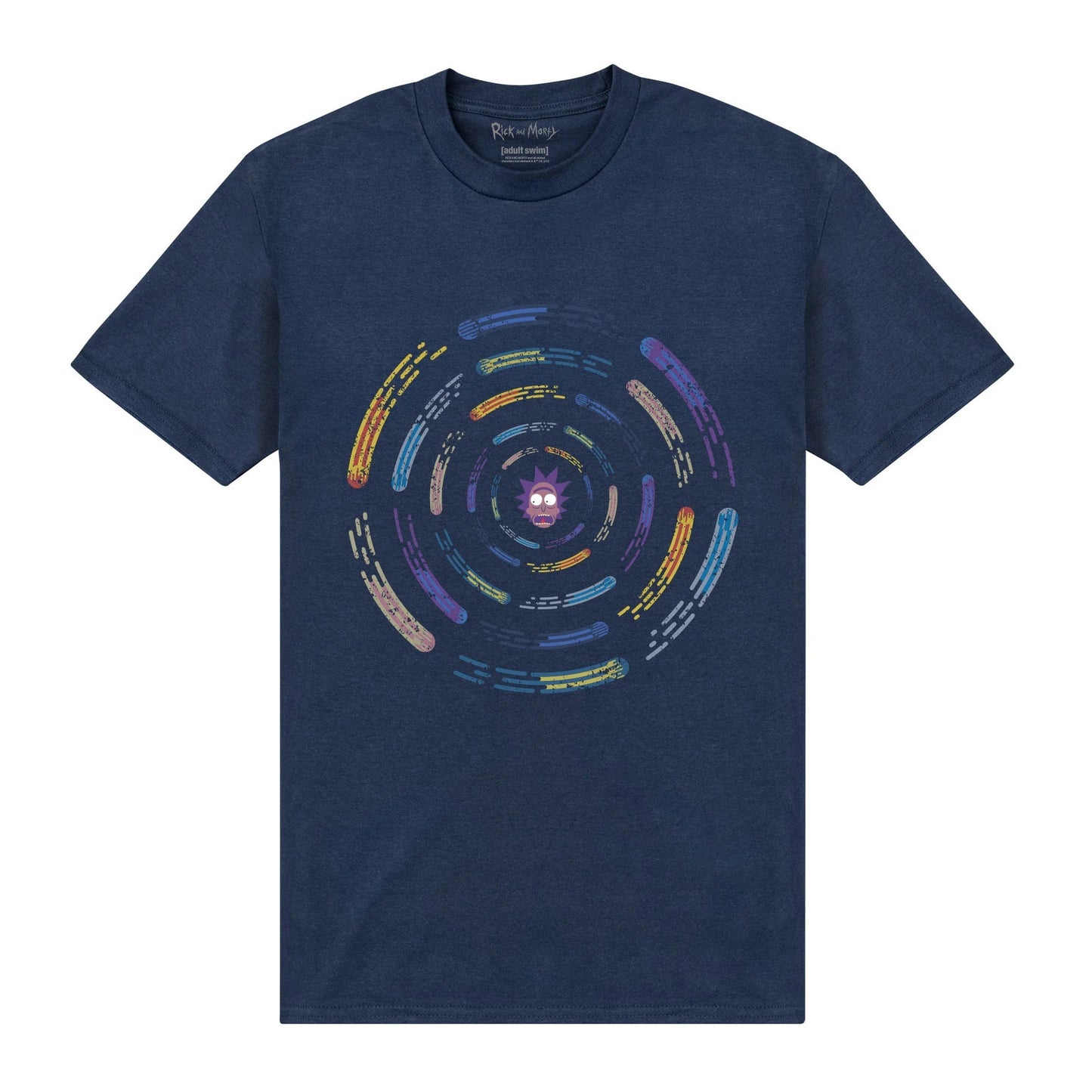 Navy Blue - Front - Rick And Morty Unisex Adult Vortex T-Shirt
