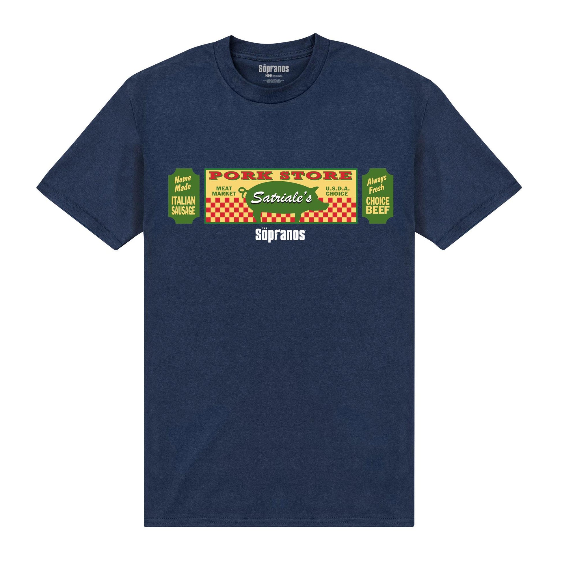 Navy - Front - The Sopranos Unisex Adult Satriales T-Shirt
