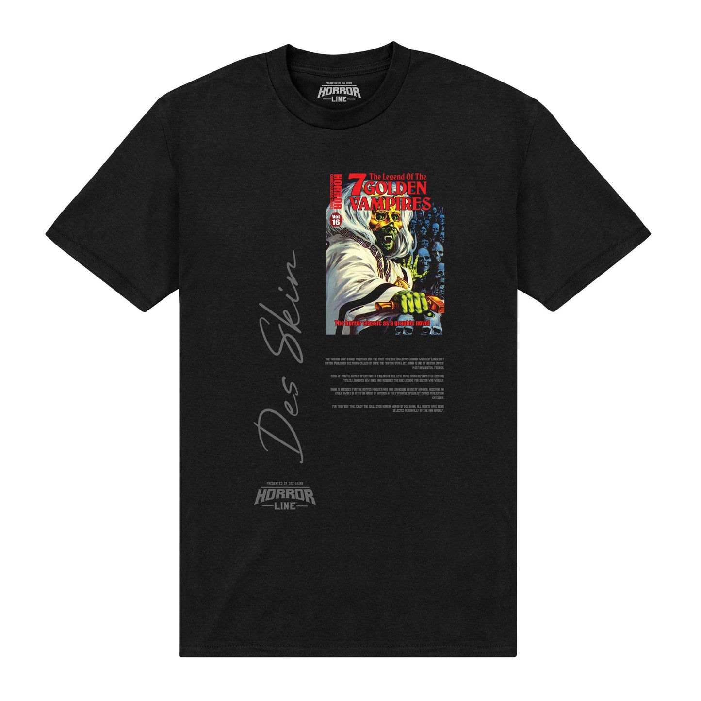 Black - Front - Horror Line Unisex Adult Golden Vampires T-Shirt