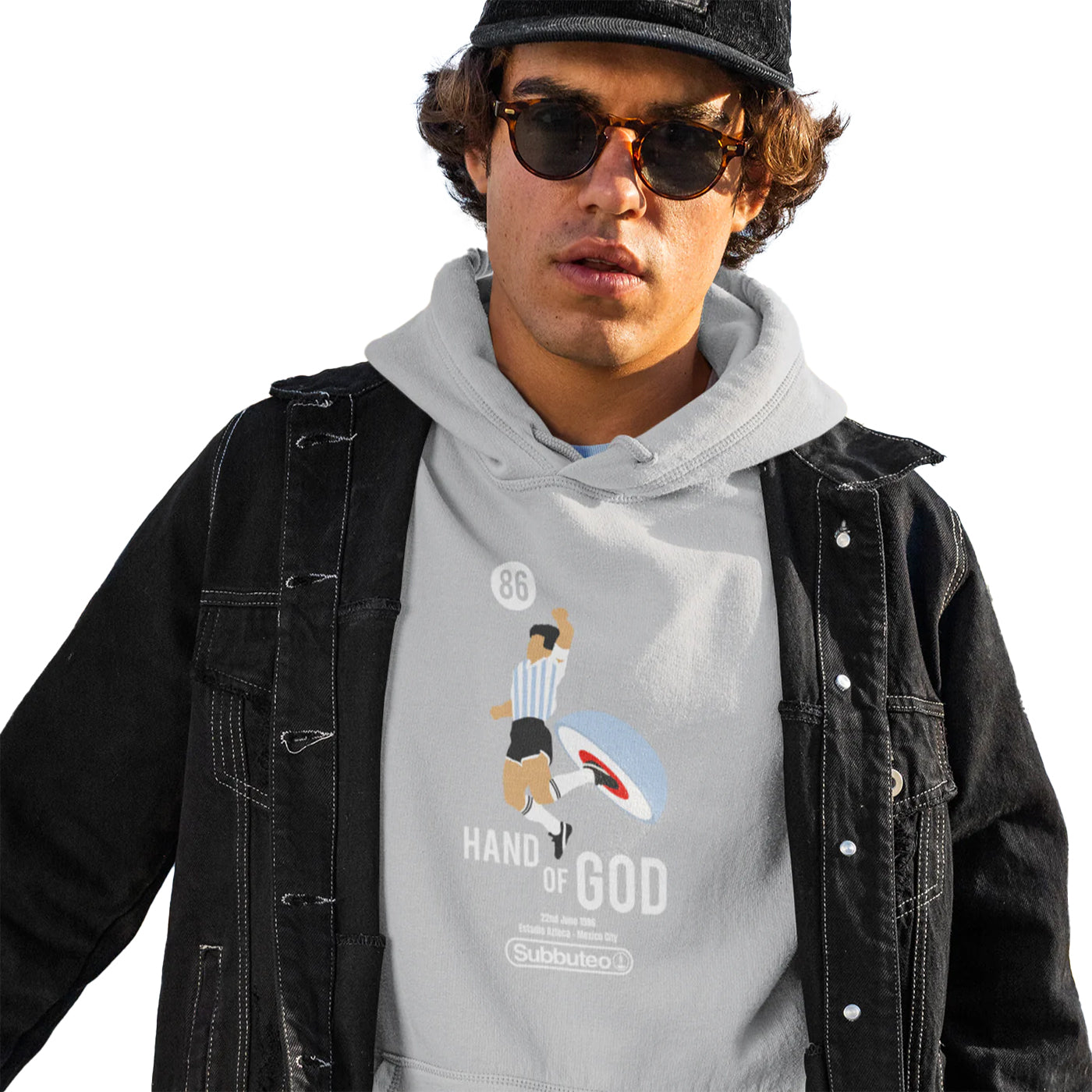 Heather Grey - Side - Subbuteo Unisex Adult Hand Of God Hoodie