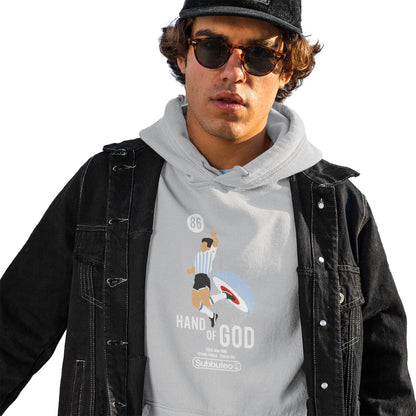 Heather Grey - Side - Subbuteo Unisex Adult Hand Of God Hoodie