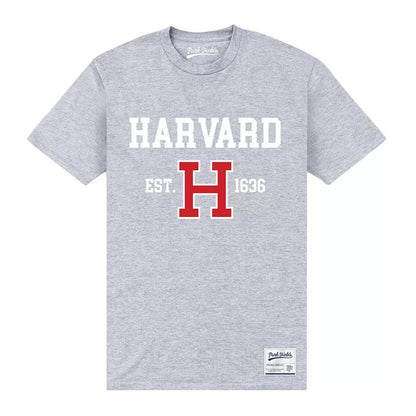 Heather Grey - Front - Harvard University Unisex Adult Est 1636 T-Shirt