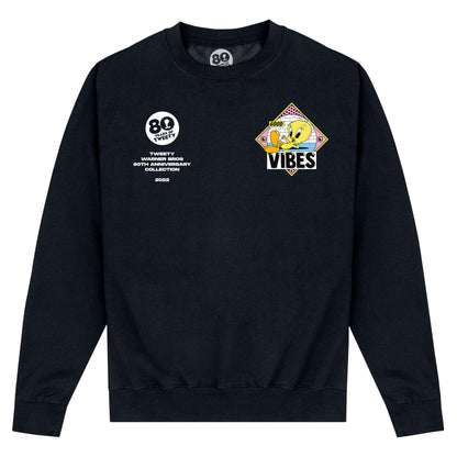 Black - Front - Tweety Unisex Adult 80th Good Vibes Sweatshirt