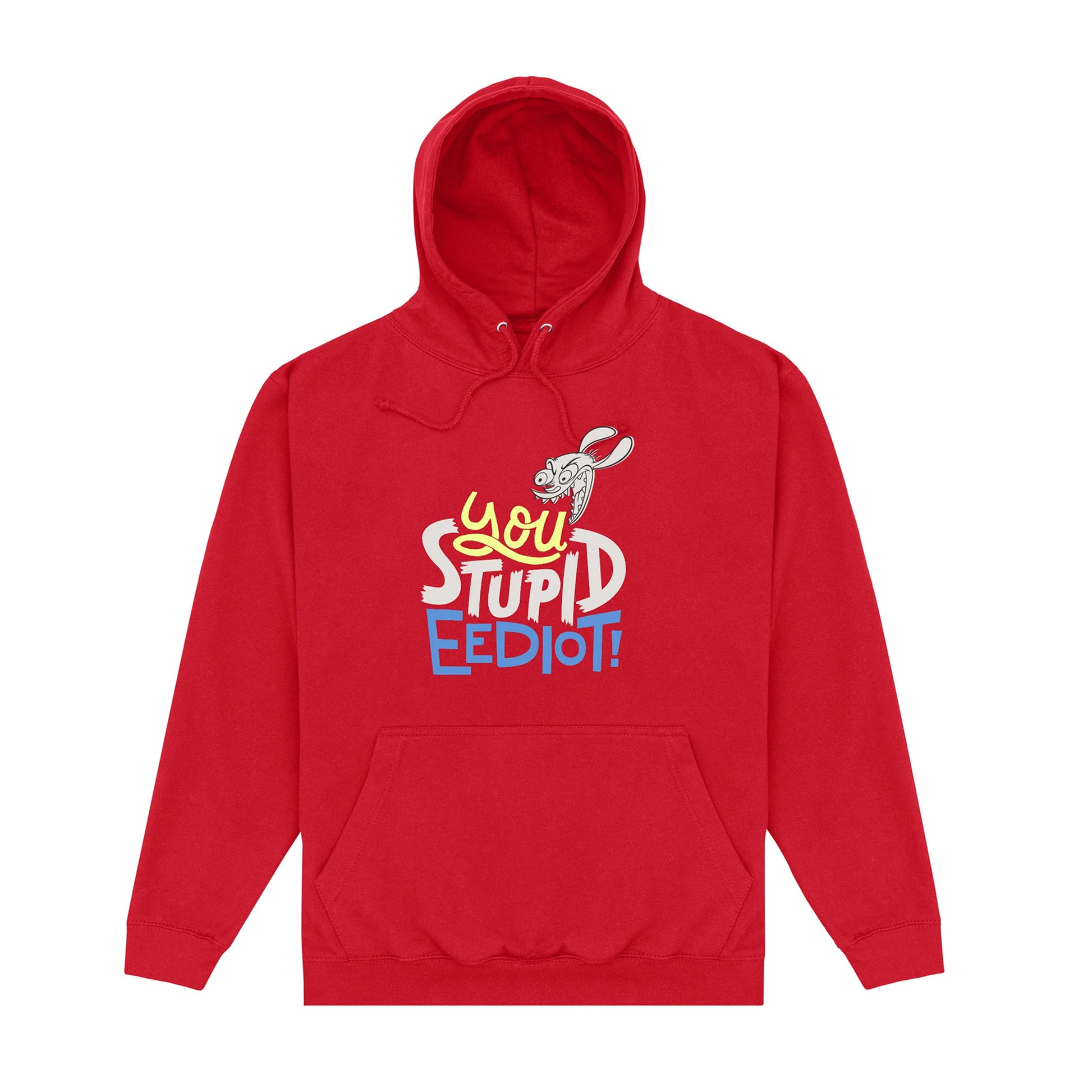 Red - Front - Ren & Stimpy Unisex Adult Stupid Eediot Hoodie