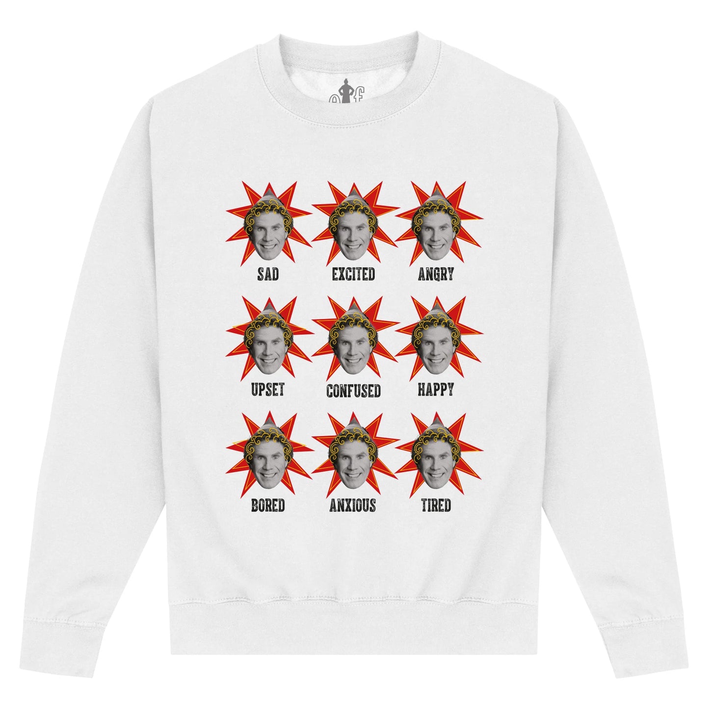White - Front - Elf Unisex Adult Moods Sweatshirt