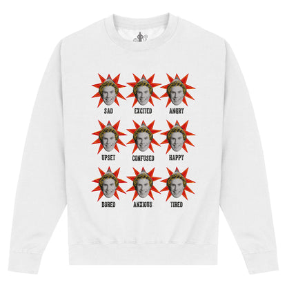 White - Front - Elf Unisex Adult Moods Sweatshirt