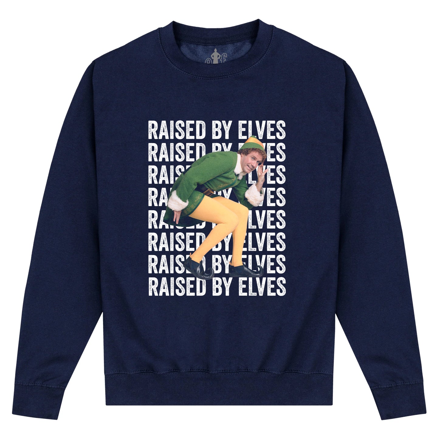 Navy - Front - Elf Unisex Adult Raised By Elves Sweatshirt