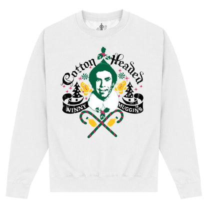 White - Front - Elf Unisex Adult Ye Olde Ninny Muggins Sweatshirt