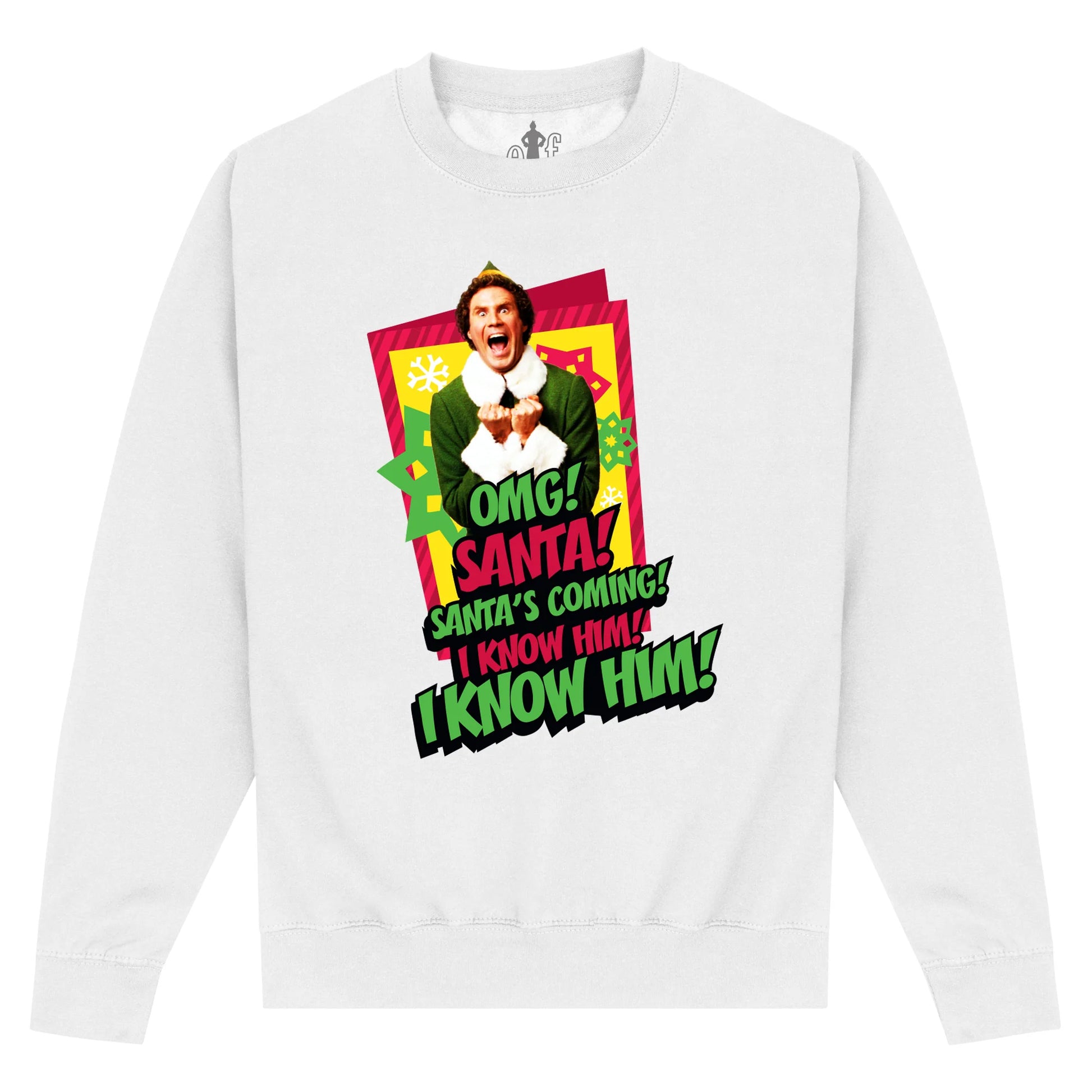 White - Front - Elf Unisex Adult I Know Him Sweatshirt