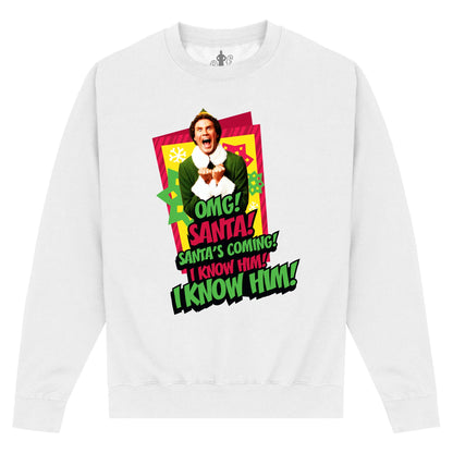 White - Front - Elf Unisex Adult I Know Him Sweatshirt