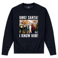 Navy - Front - Elf Unisex Adult OMG Santa Photo Sweatshirt