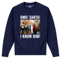 Navy - Front - Elf Unisex Adult OMG Santa Photo Sweatshirt