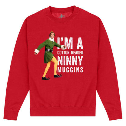 Red - Front - Elf Unisex Adult Ninny Muggins Sweatshirt