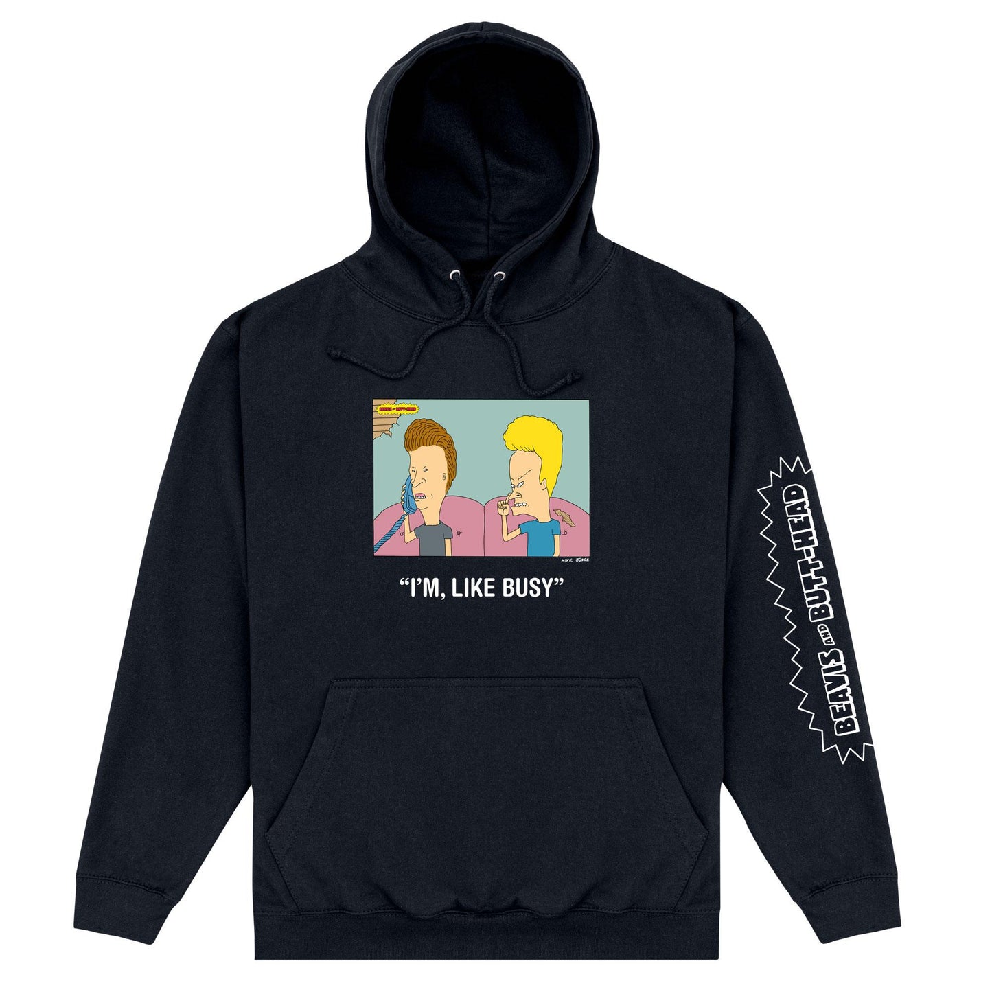 Black - Front - Beavis & Butthead Unisex Adult I´m Like, Busy Hoodie