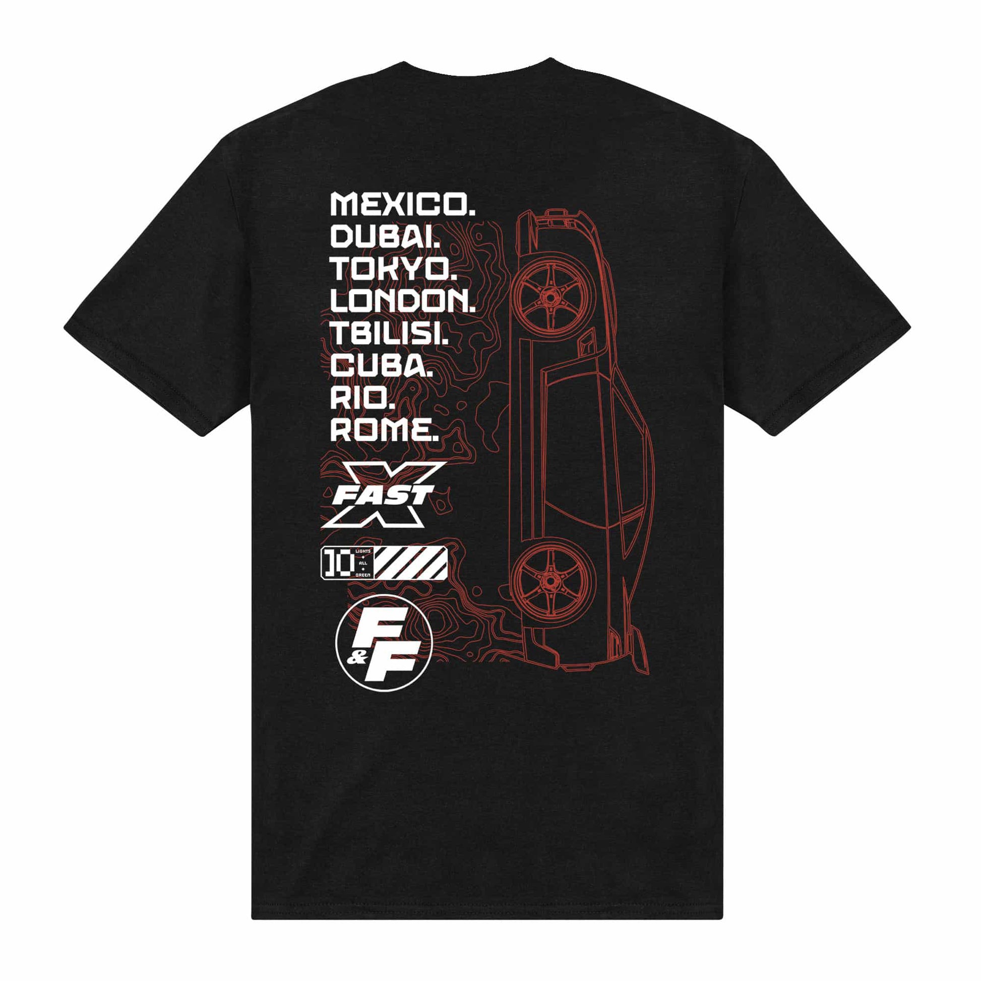 Black - Back - Fast X Unisex Adult Cities T-Shirt