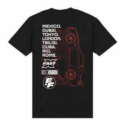 Black - Back - Fast X Unisex Adult Cities T-Shirt