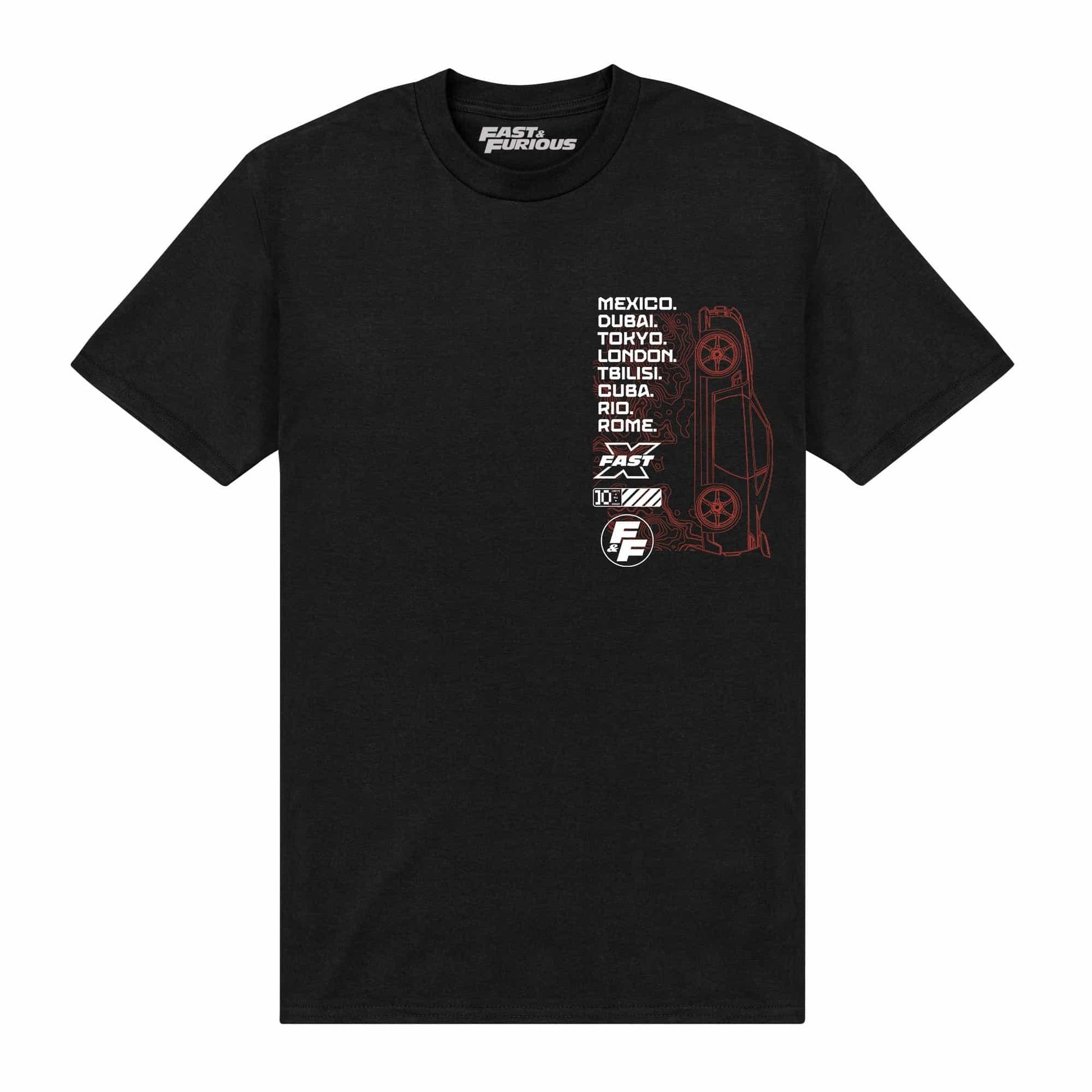 Black - Front - Fast X Unisex Adult Cities T-Shirt