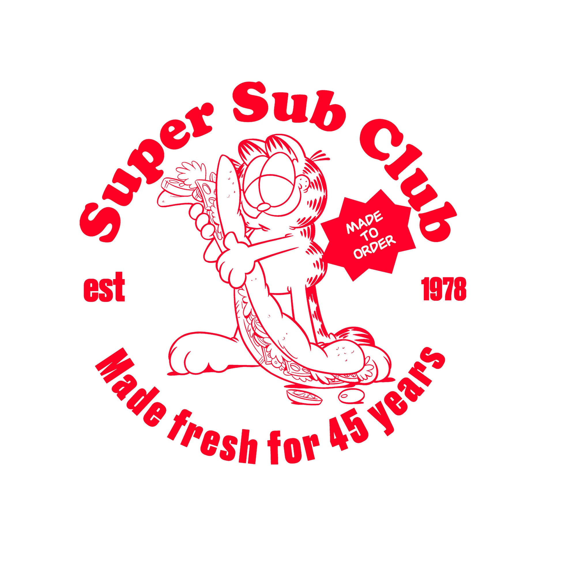 Azalea - Side - Garfield Unisex Adult Super Sub Club 45th Anniversary T-Shirt