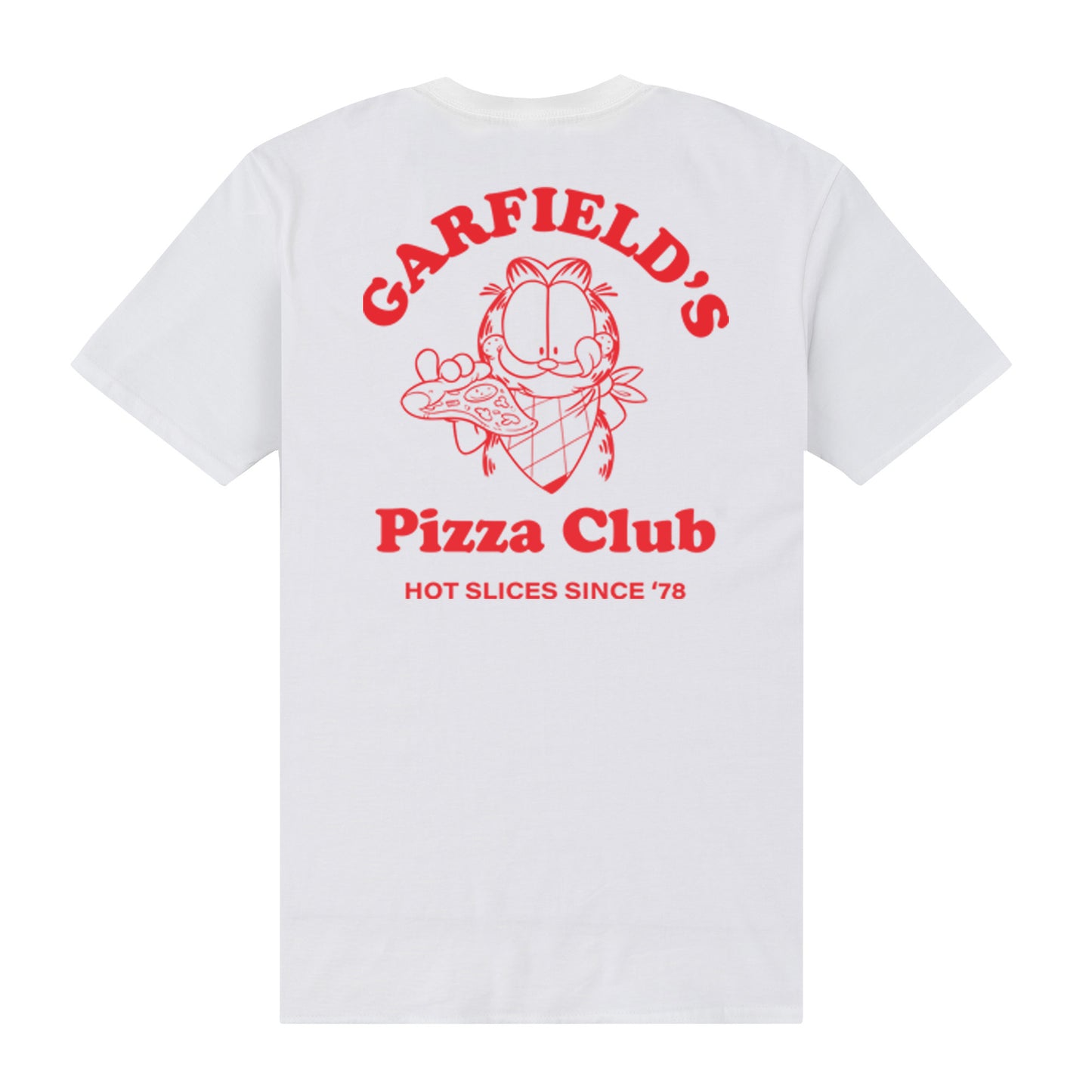 White - Back - Garfield Unisex Adult Pizza Club 45th Anniversary T-Shirt