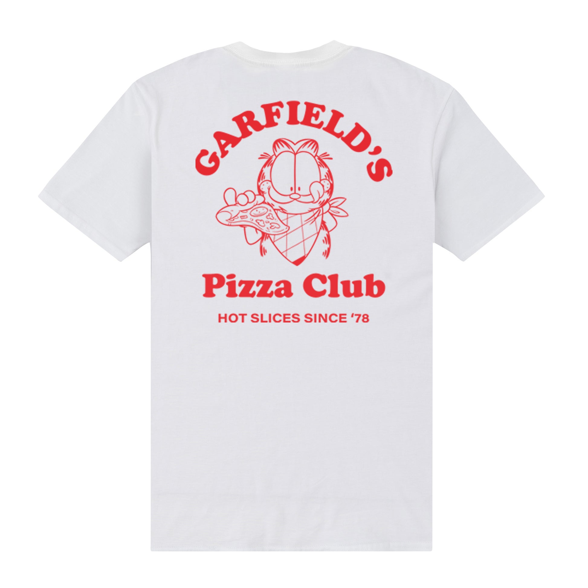 White - Back - Garfield Unisex Adult Pizza Club 45th Anniversary T-Shirt