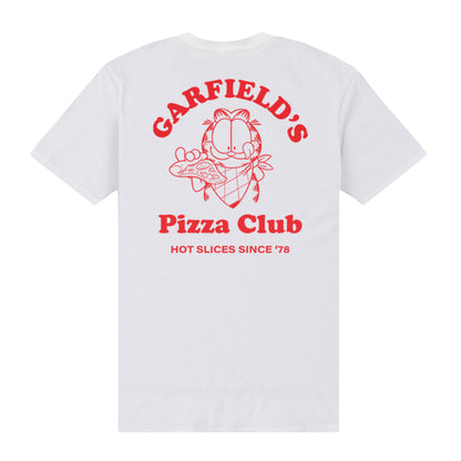 White - Back - Garfield Unisex Adult Pizza Club 45th Anniversary T-Shirt