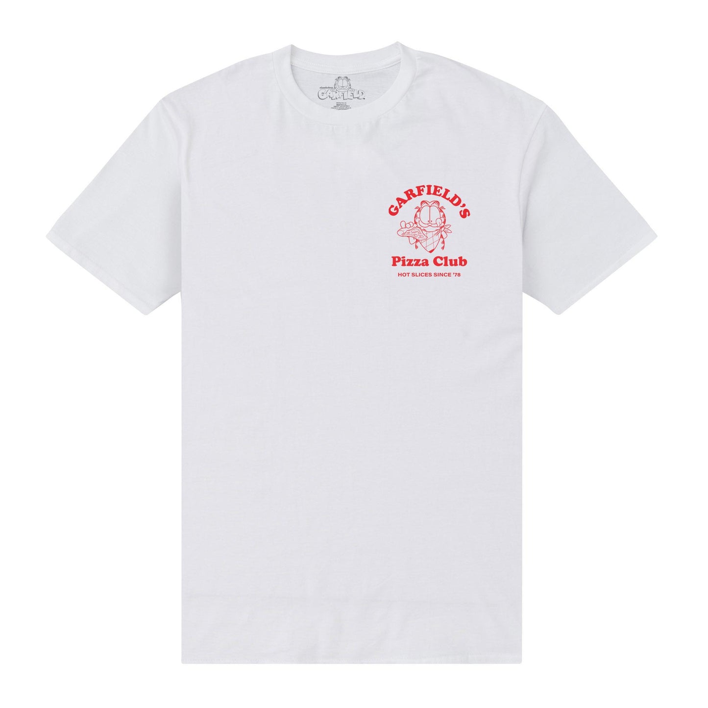 White - Front - Garfield Unisex Adult Pizza Club 45th Anniversary T-Shirt