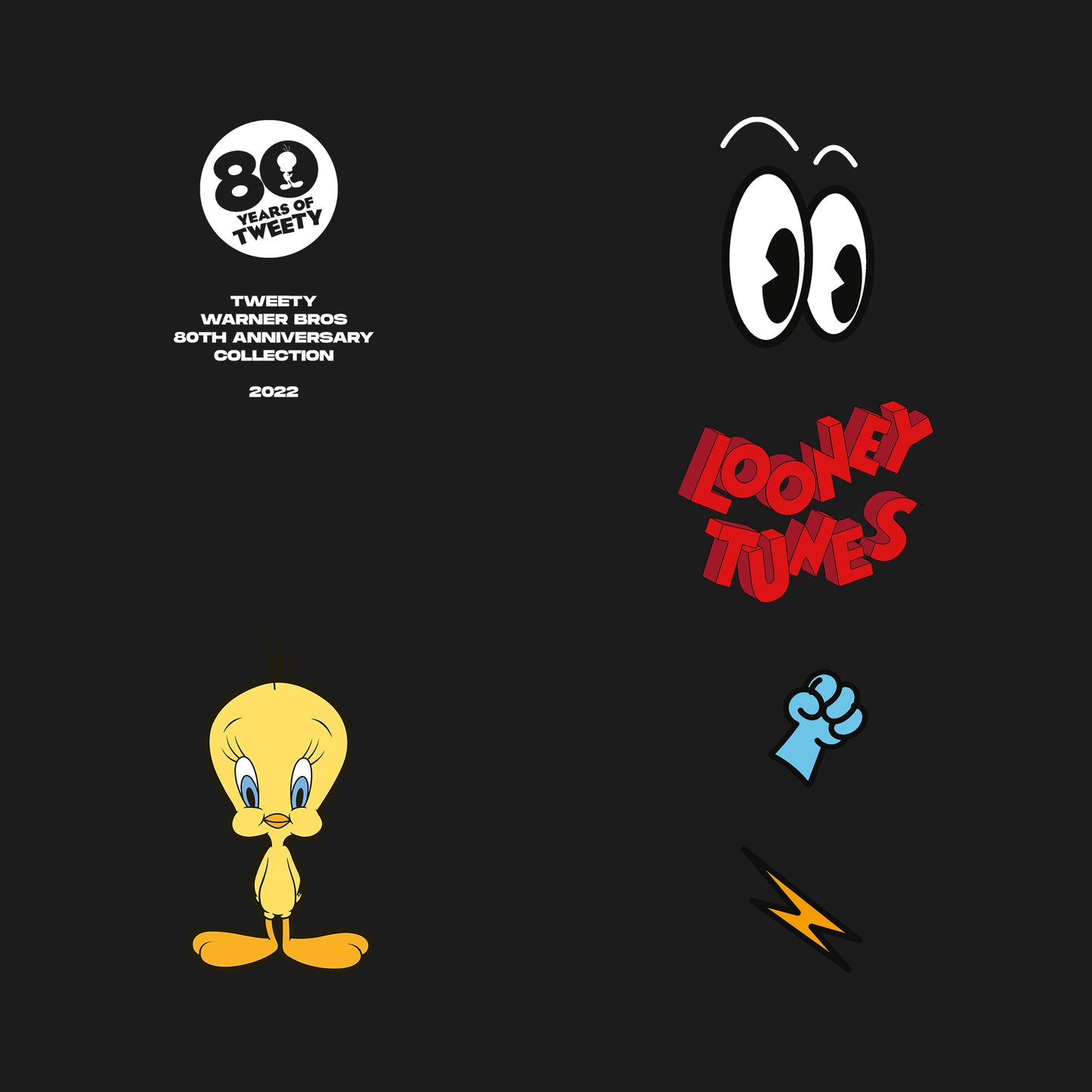 Black - Side - Tweety Unisex Adult Icons 80th T-Shirt