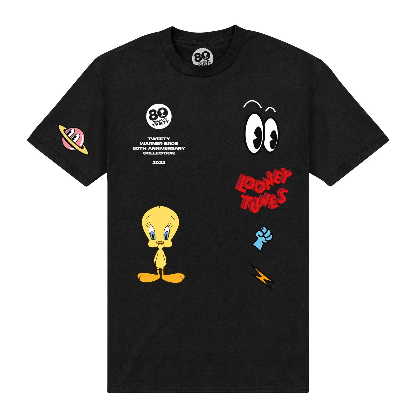 Black - Front - Tweety Unisex Adult Icons 80th T-Shirt