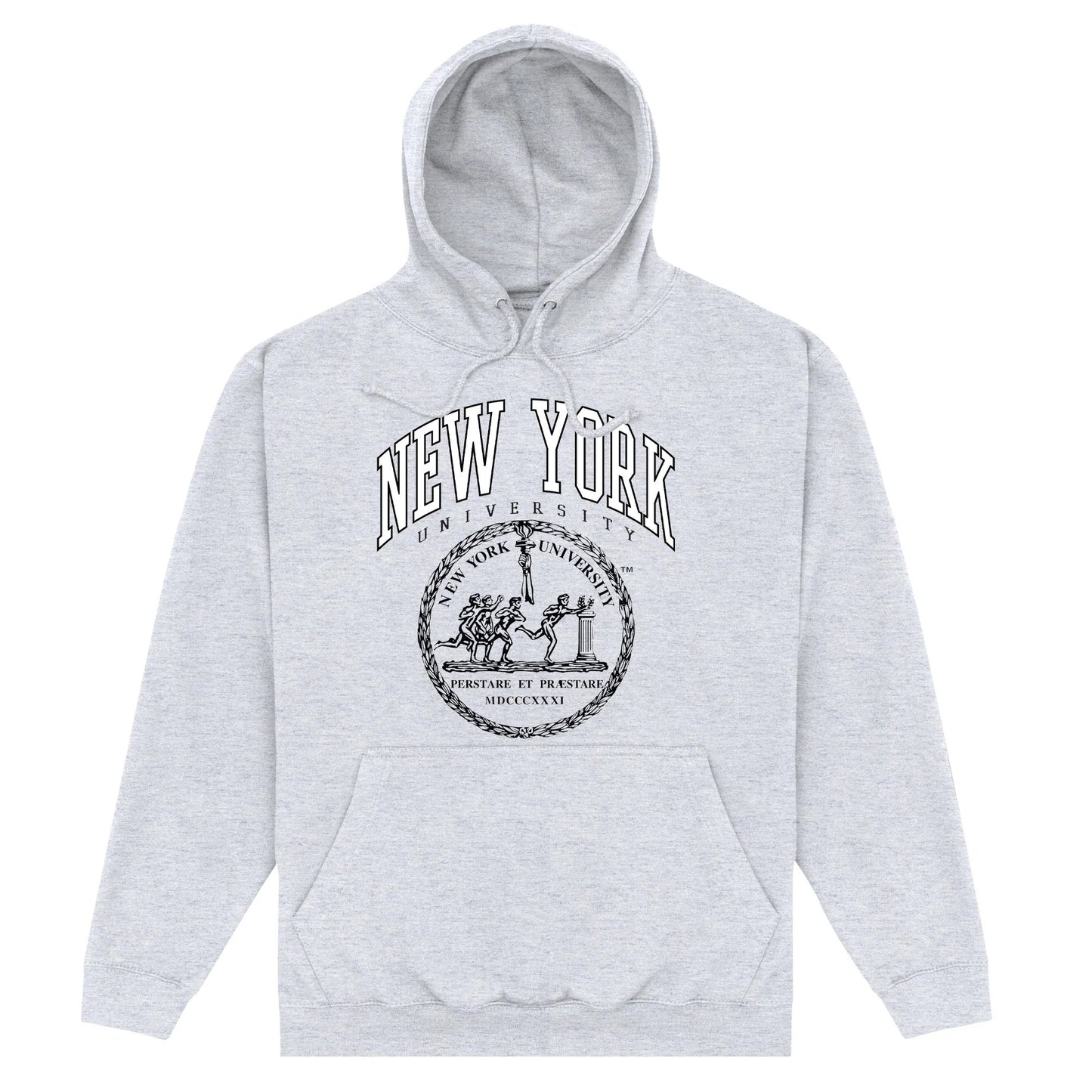 Heather Grey - Front - New York University Unisex Adult Crest Hoodie