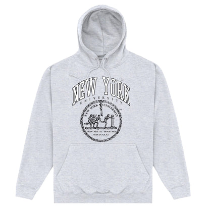 Heather Grey - Front - New York University Unisex Adult Crest Hoodie