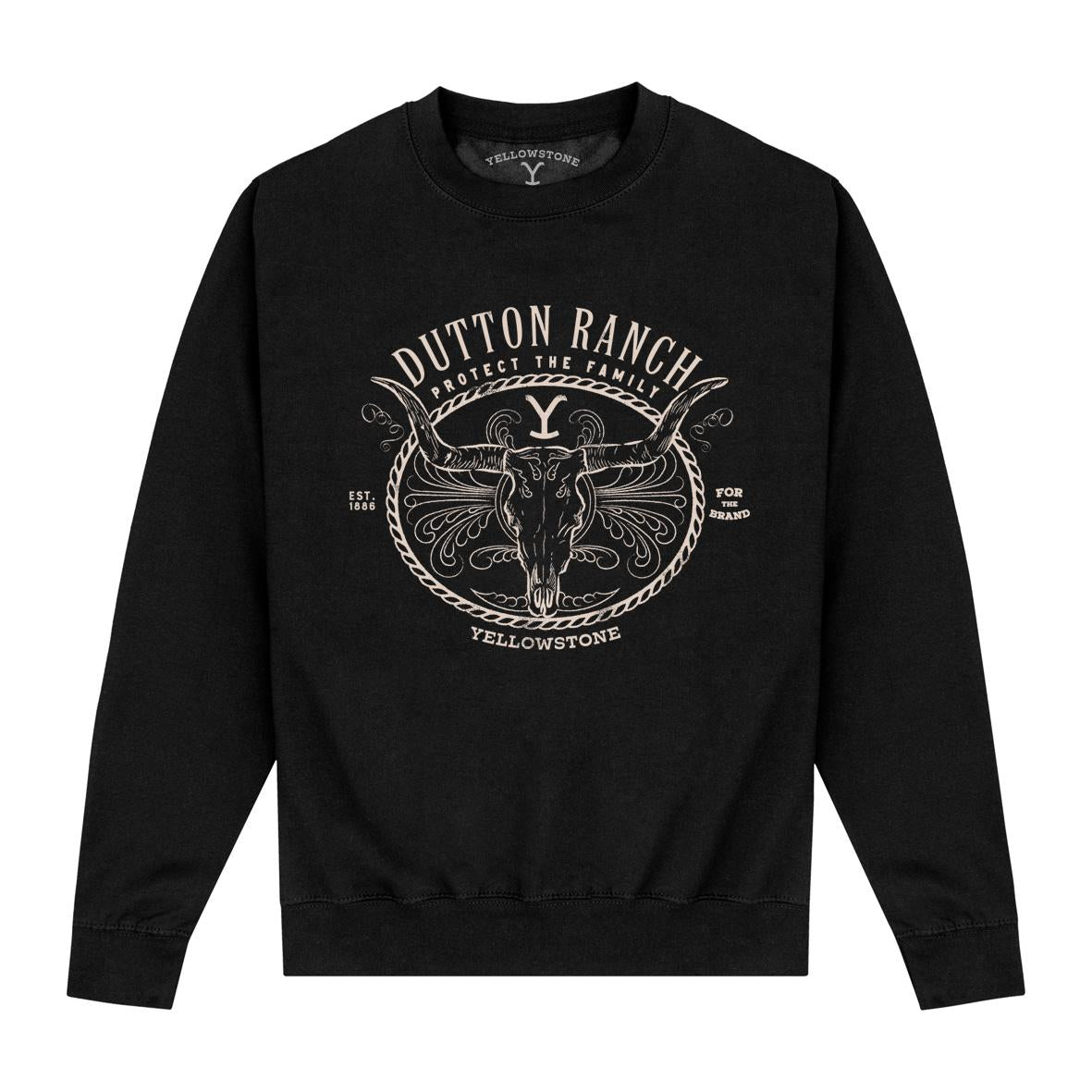 Black - Front - Yellowstone Unisex Adult Dutton Ranch Skull Sweatshirt