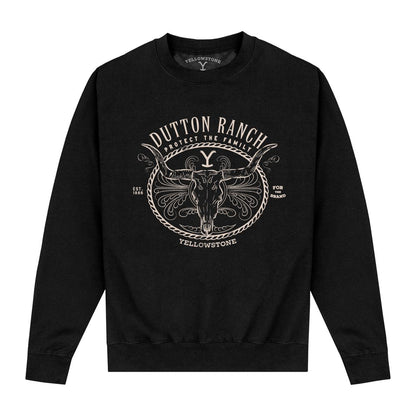 Black - Front - Yellowstone Unisex Adult Dutton Ranch Skull Sweatshirt