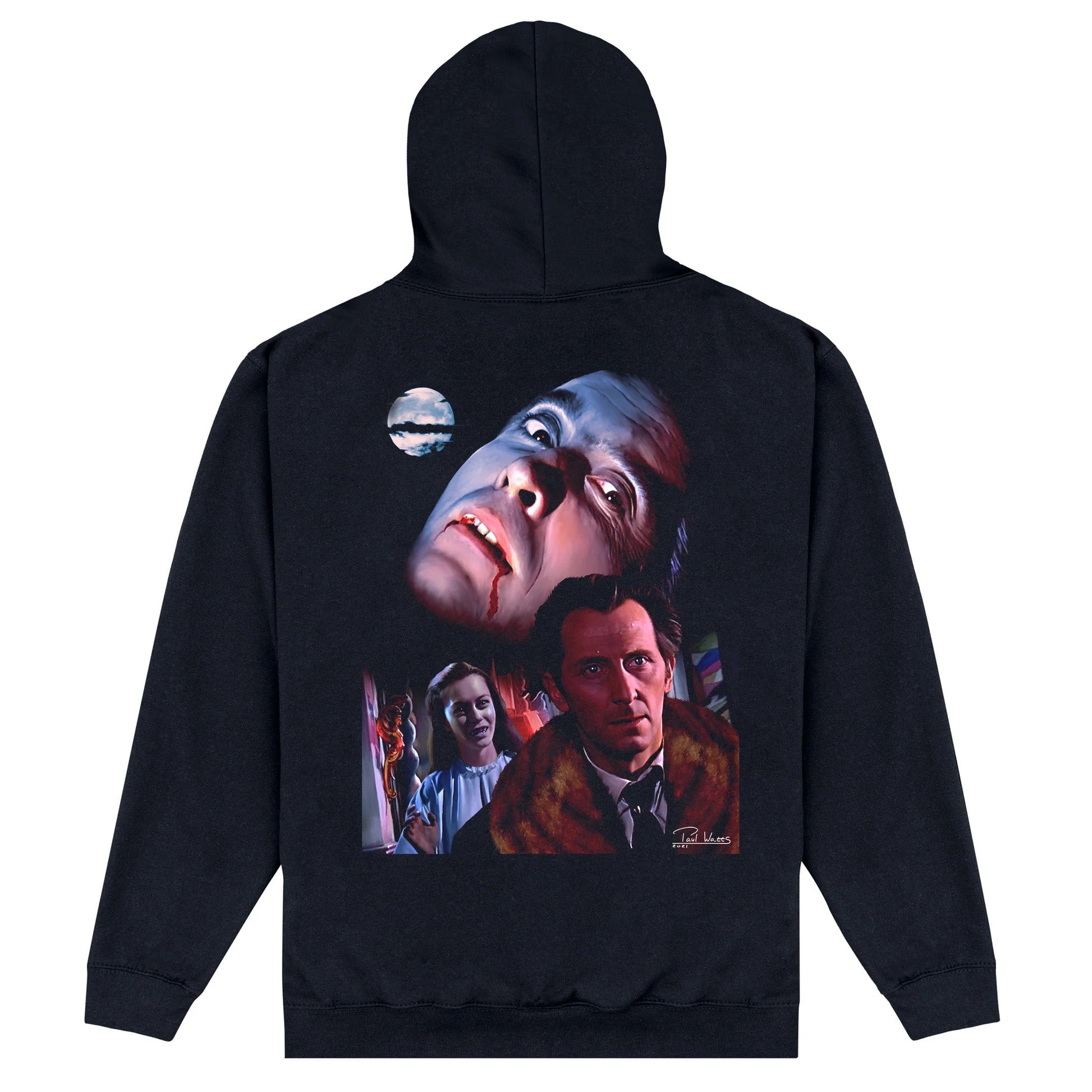 Black - Back - Horror Line Unisex Adult Watts Dracula Hoodie