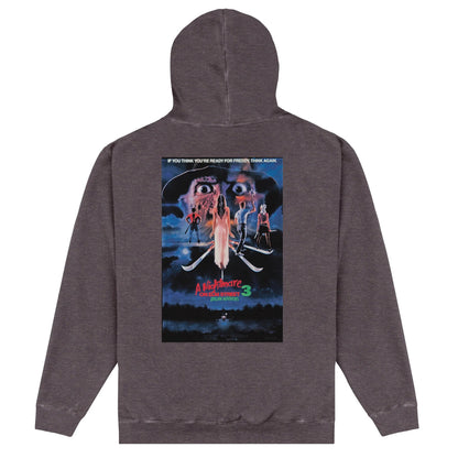 Charcoal - Back - A Nightmare On Elm Street Unisex Adult Poster Acid Wash Hoodie