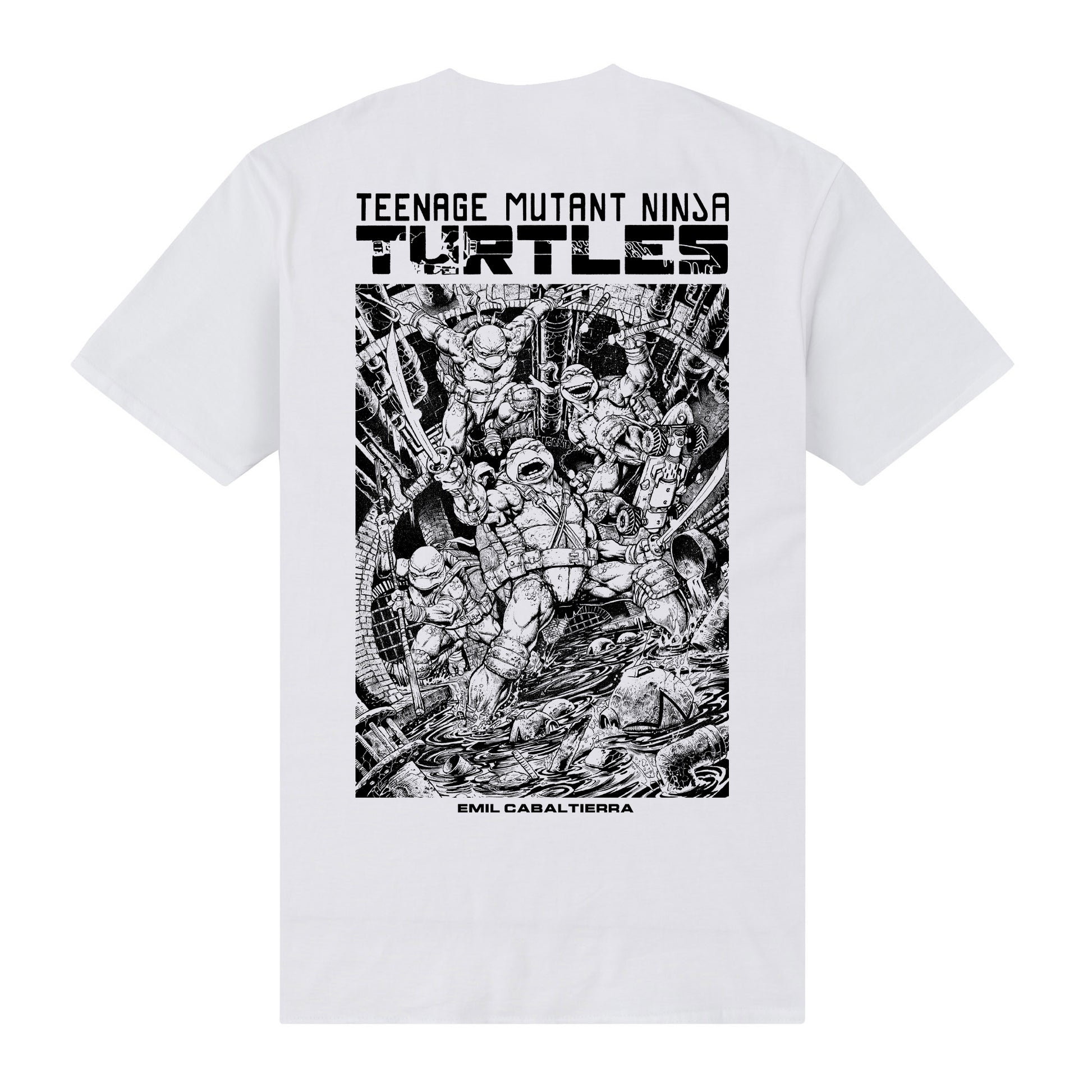 White - Back - TMNT Unisex Adult Artist Series Emil Cabaltierra T-Shirt