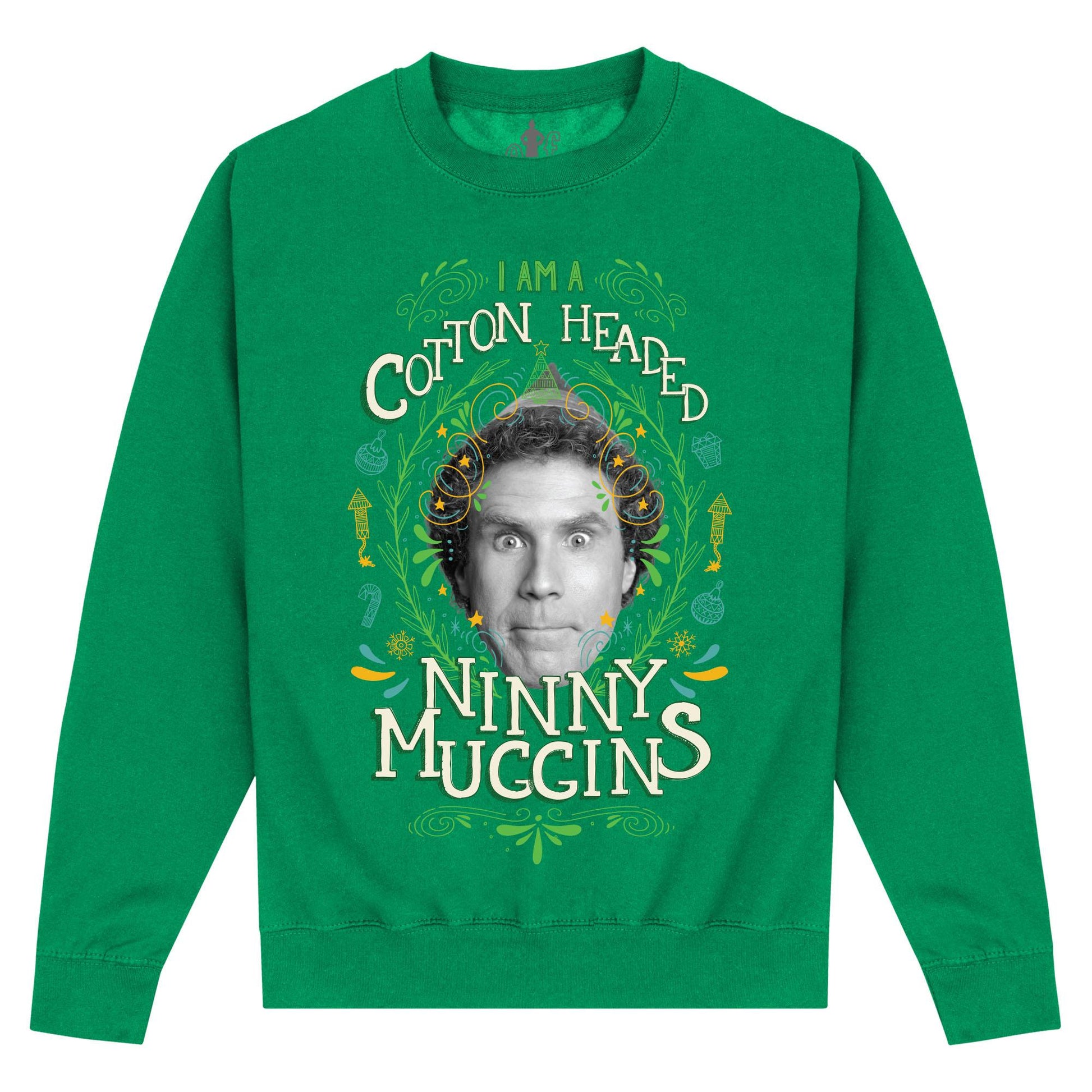 Kelly Green - Front - Elf Unisex Adult Cotton Headed Sweatshirt