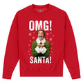 Red - Front - Elf Unisex Adult OMG Santa Christmas Sweatshirt