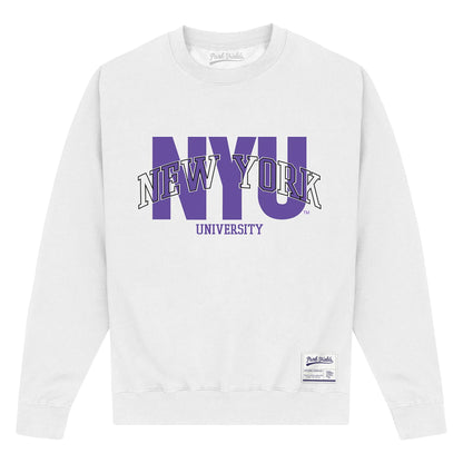 White - Front - New York University Unisex Adult Script Sweatshirt