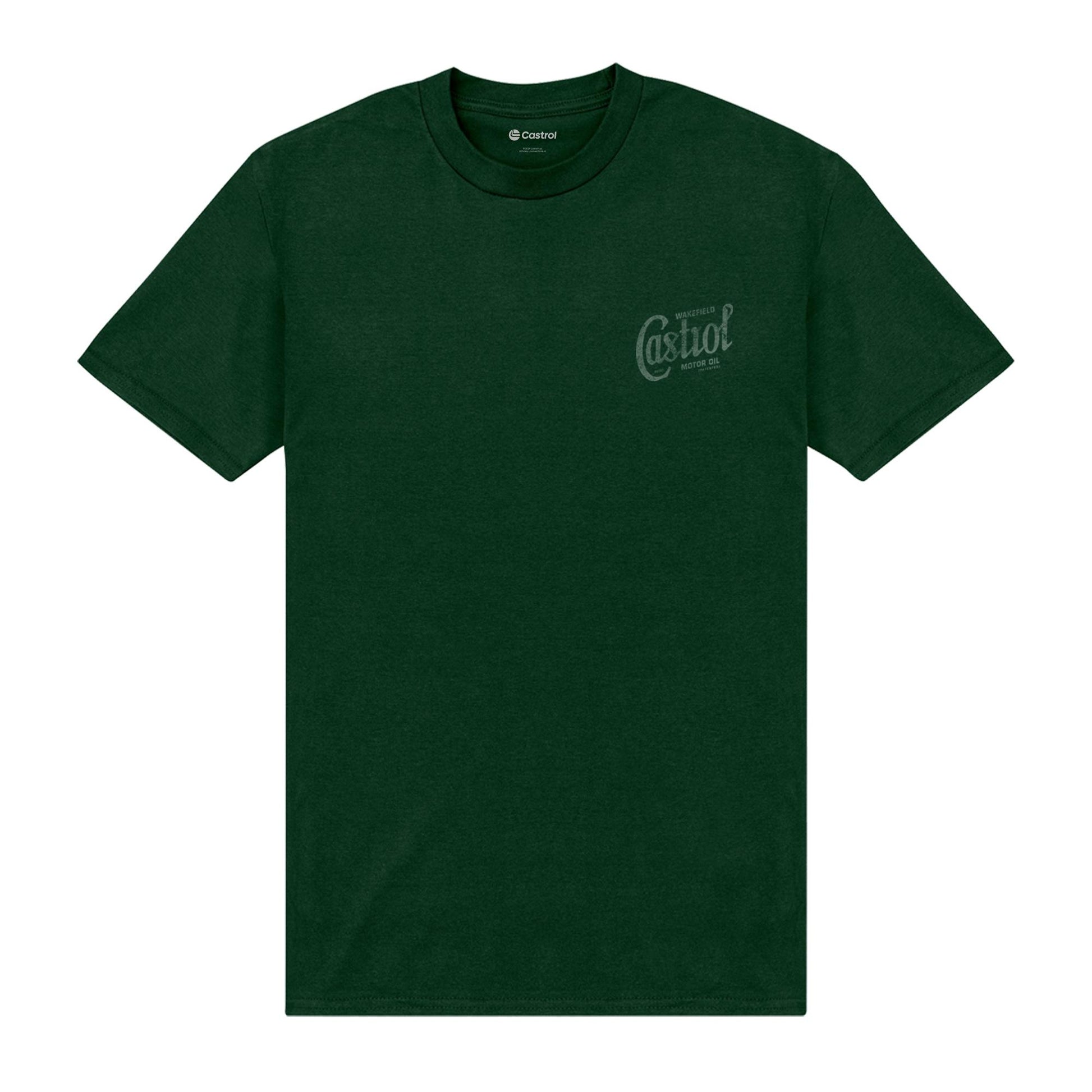 Dark Green - Front - Castrol Unisex Adult Motor Oil T-Shirt
