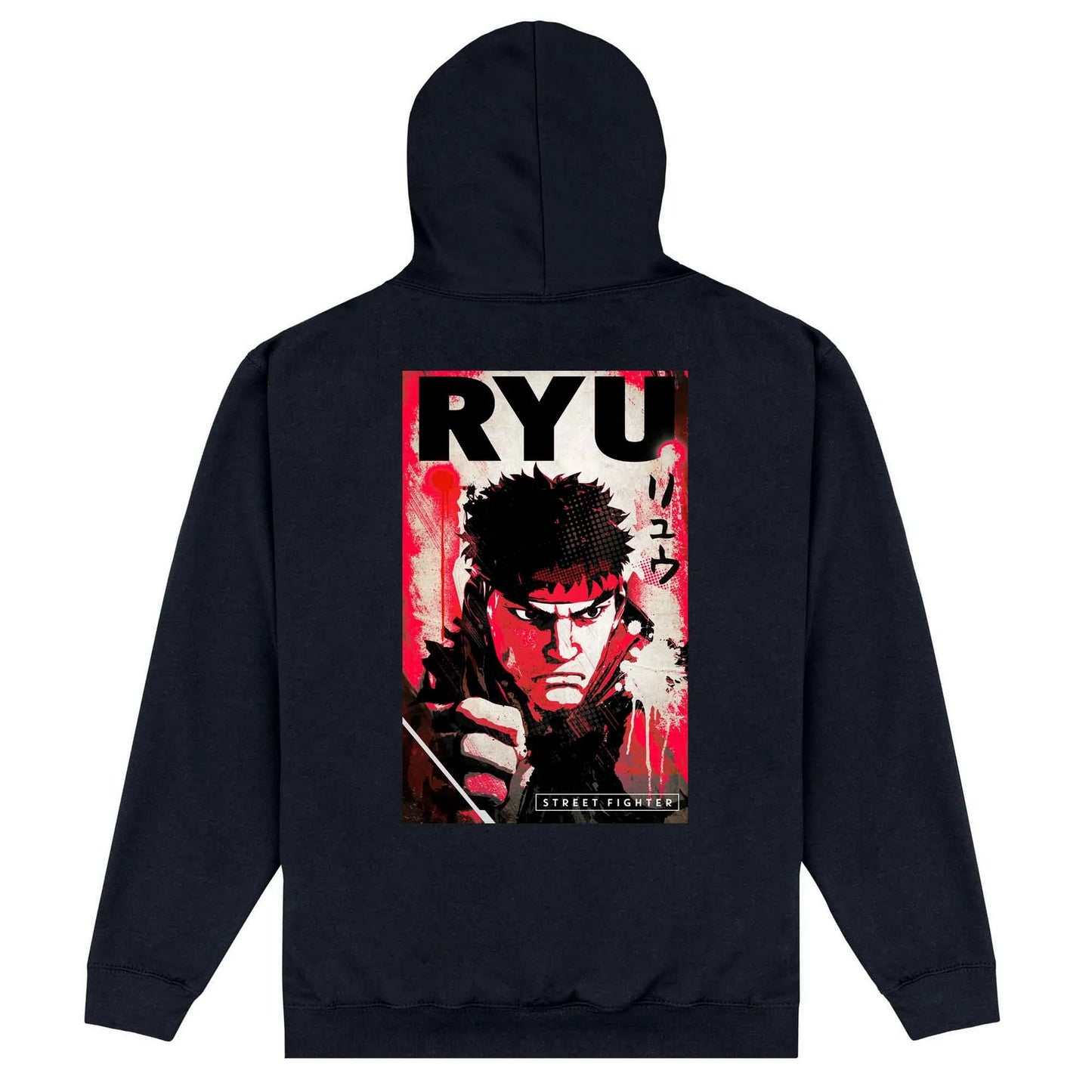 Black - Back - Street Fighter Unisex Adult Ryu Hoodie