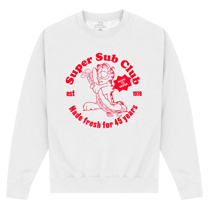White - Front - Garfield Unisex Adult Super Sub Club Sweatshirt