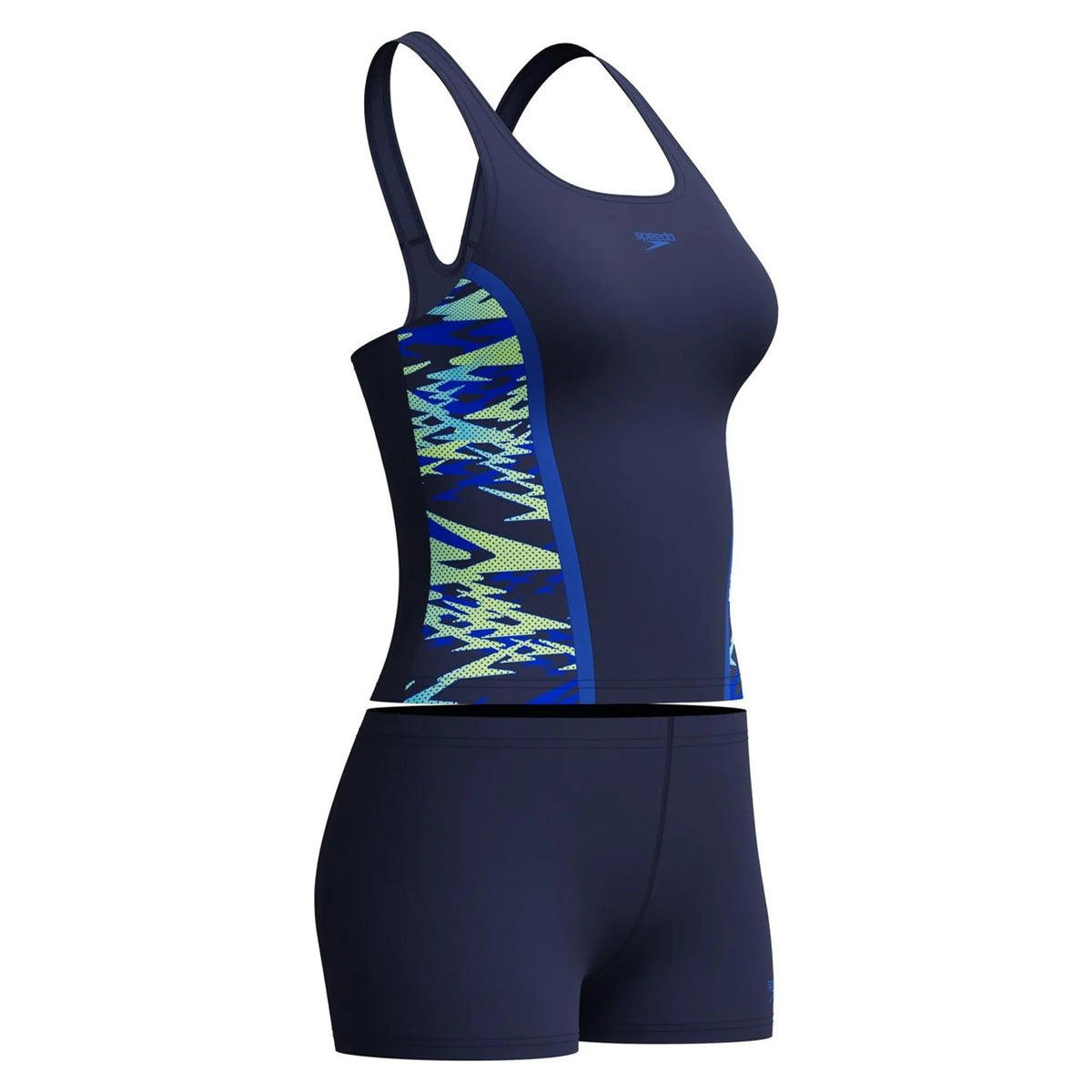 Navy - Side - Speedo Womens-Ladies Hyperboom Splice Tankini Set