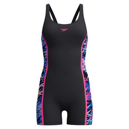 Black-Pink - Front - Speedo Womens-Ladies Hyperboom Splice Muscleback Legsuit