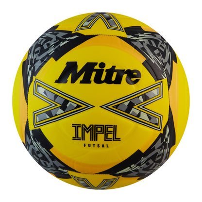 Yellow-Black-Grey - Front - Mitre Impel Logo Futsal Football