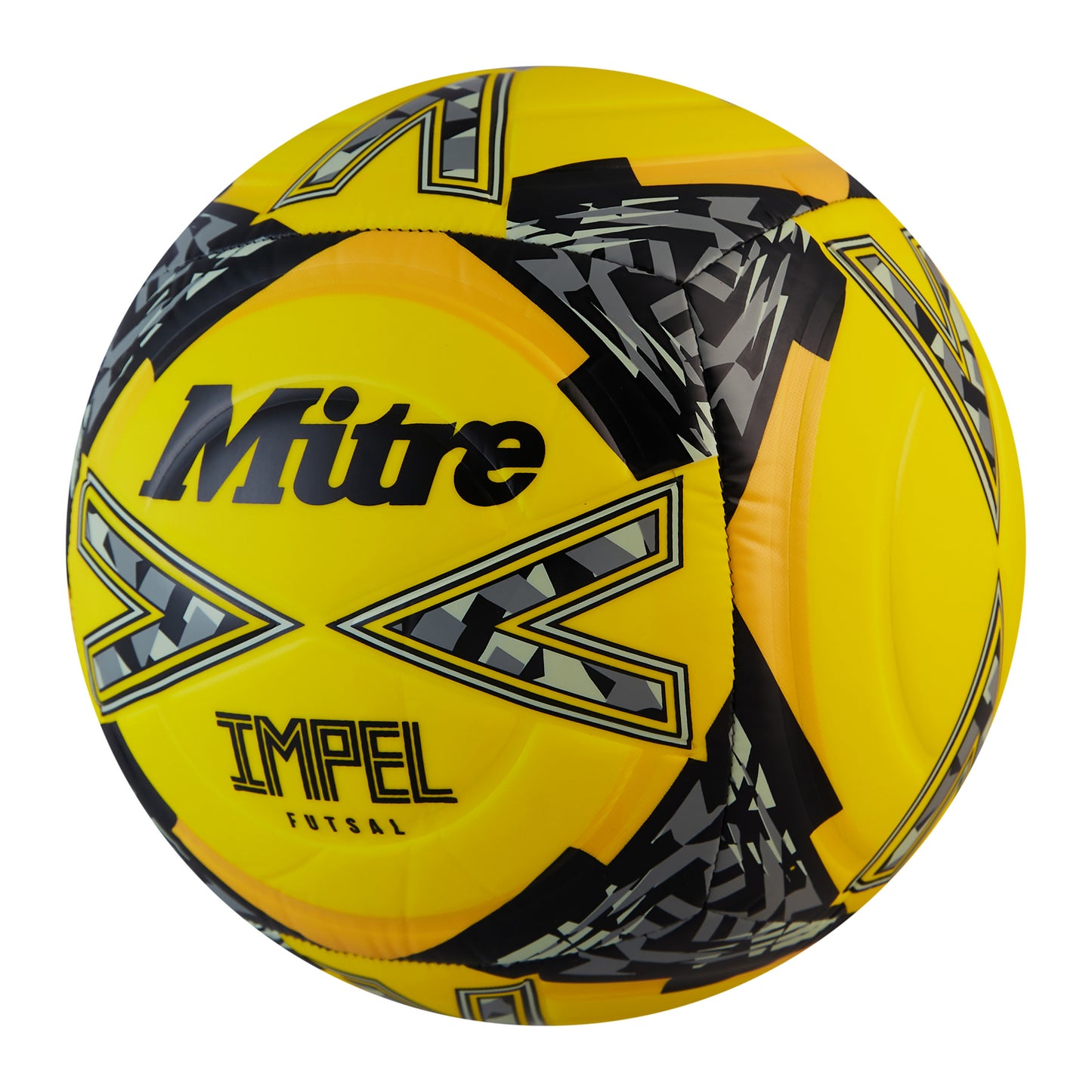 Yellow-Black-Grey - Back - Mitre Impel Logo Futsal Football