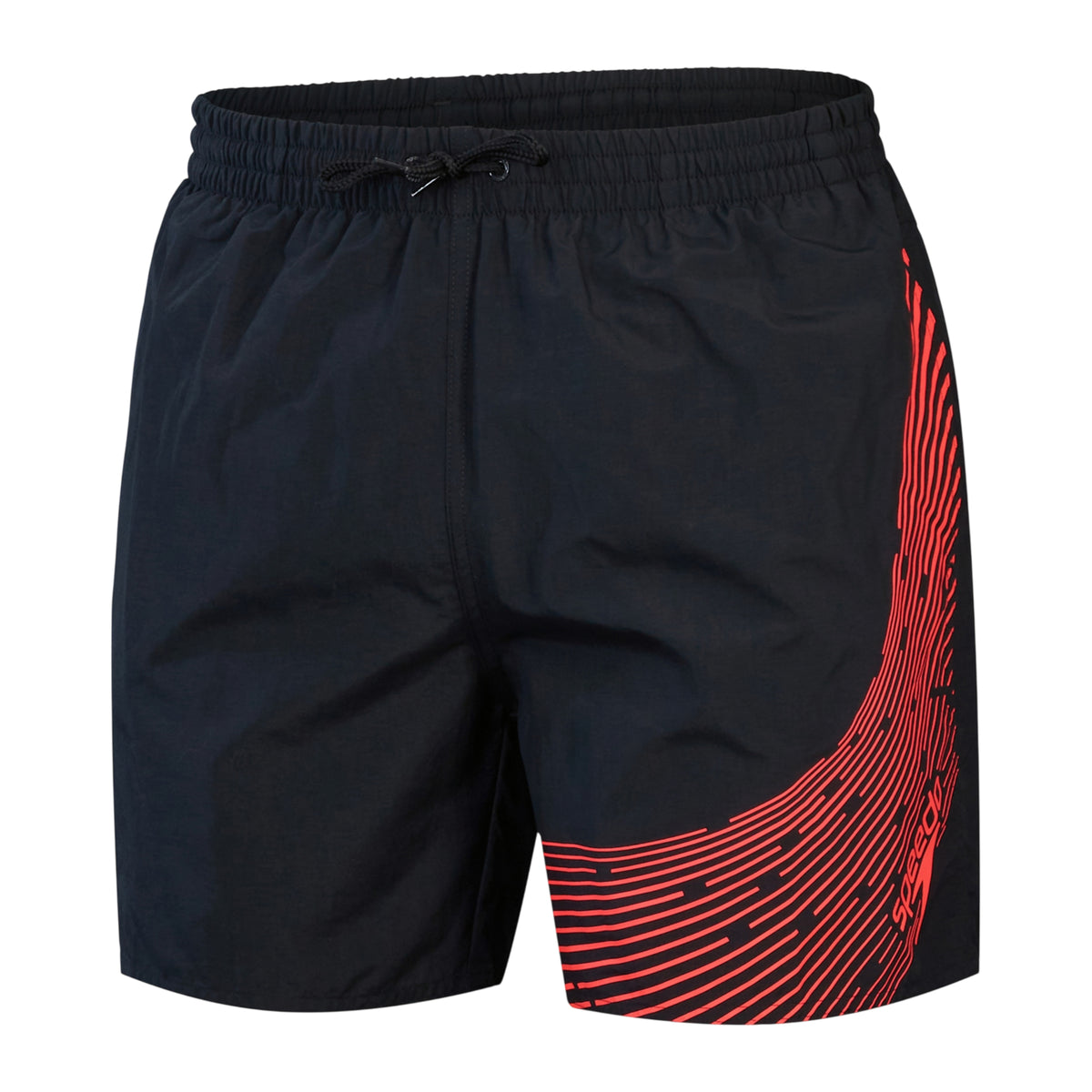 Black-Red - Front - Speedo Mens Medley Cut Line Logo Swim Shorts