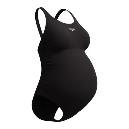 Black - Side - Speedo Womens-Ladies Maternity Fitness One Piece Swimsuit
