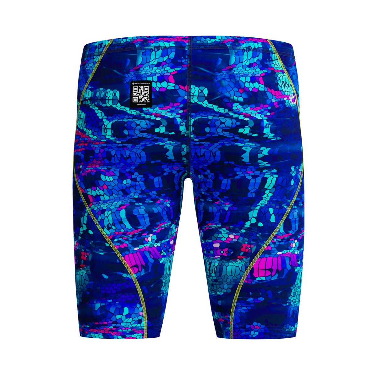 Blue-Pink - Back - Speedo Mens Fastskin Hyperspark Mosaic Jammer Shorts